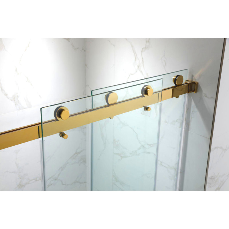 Hometo 55'' 60'' W x 76'' H Double Sliding Frameless Shower Door with